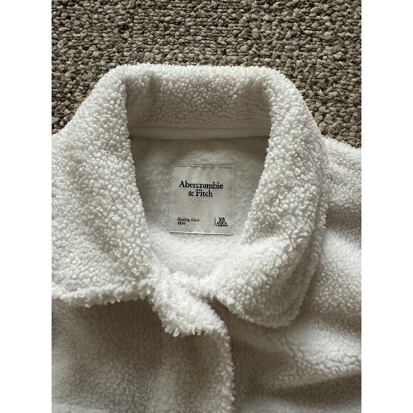Abercrombie & Fitch Sherpa Shirt Jacket Teddy Extra Small Off White Shacket - Picture 4 of 5